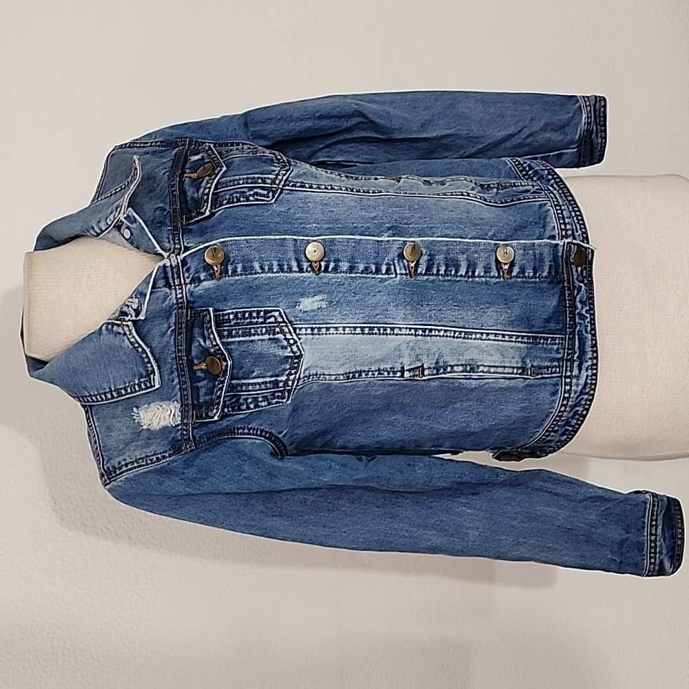 Mono B Jacket Denim Distressed Blue Size M - Picture 3 of 14
